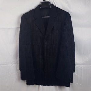 Moschino Men's Incredible Vintage Fringed Black Wool Blazer Jacket Size 38/ Med.